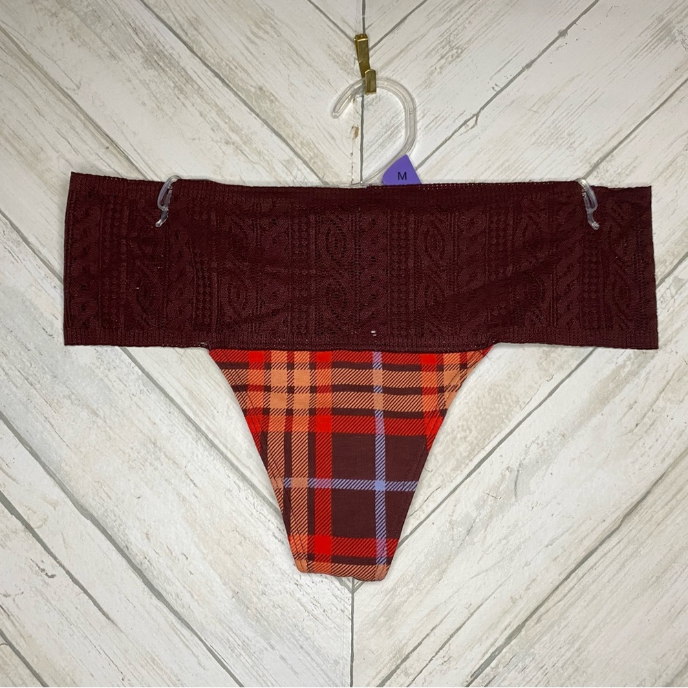 Aerie plaid lace thong panty
